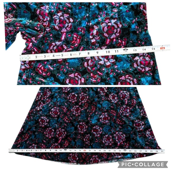 Free People Volcano Super Wide Leg Velvet Floral Jumpsuit Green Pink Size Large - Picture 14 of 15